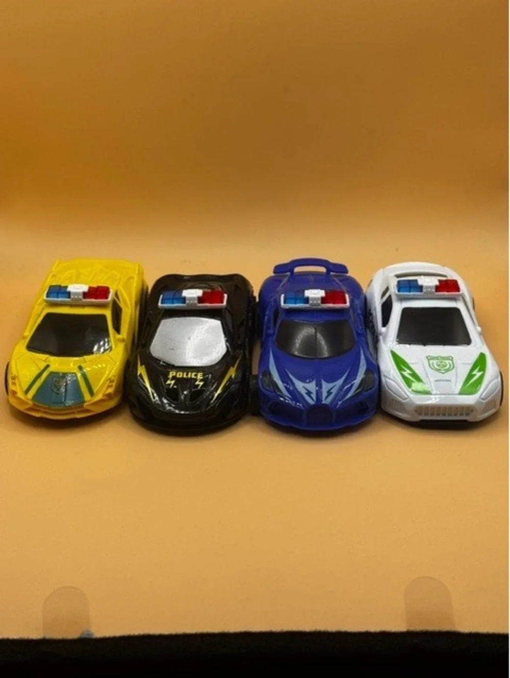 4 Pack Lamborghini-Style Pullback Police Toy Car Bundle New
